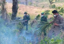 Kodim 1302/Minahasa dan Tim Gabungan Terus Kendalikan Karhutla di Gunung Soputan