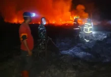 Babinsa dan Warga Padamkan Kebakaran Dua Hektare Lahan di Tondegesan