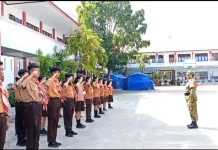 Pramuka SMA Katolik Aquino Amurang Dibekali PBB dan Bela Negara