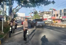 Pos Cakalang Polsek Mapanget Hadir di Jam Sibuk, Arus Lalu Lintas Tetap Lancar