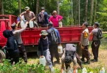 Kapolres Sangihe Pantau Titik Api di Lereng Gunung Awu