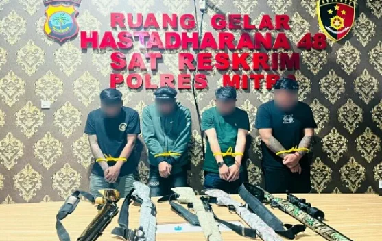 Pamer Senjata Angin di Medsos, 4 Pria di Ratatotok Diamankan Polres Mitra