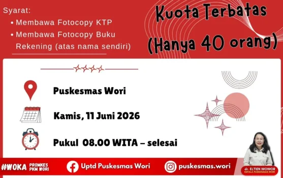 jelang Harganas, Puskesmas Wori Bakal Gelar Cabut Pasang KB Gratis