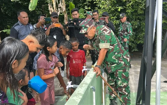Pangdam Merdeka Tinjau Pembangunan Jembatan Merah Putih dan Air Bersih di Talaud