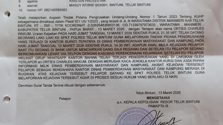 Pegawai DPMK Teluk Bintuni Rusak Kantor karena Gaji