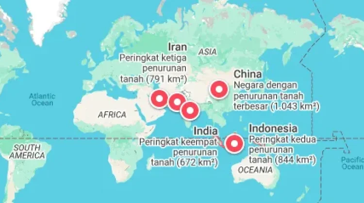Lima Negara dengan Penurunan Tanah Terbesar di Asia