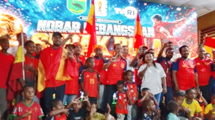Spanyol Fans Club Manokwari Nobar Piala Dunia Bersama Pangdam XVIII/Kasuari