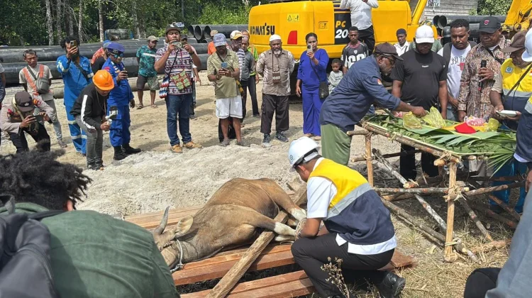 Prosesi Kurban Adat Tandai Ground Breaking Pelabuhan Teluk Bintuni