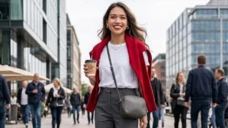 Satu sentuhan merah yang bikin OOTD makin standout