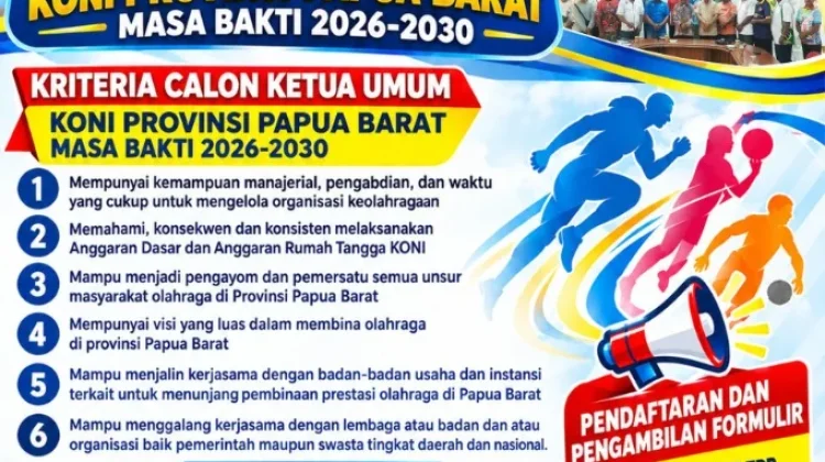Pendaftaran Calon Ketua KONI Papua Barat 14 September Berakhir