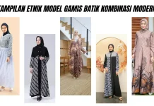 Tampilan etnik model gamis batik kombinasi modern 2026