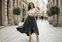 Cara terbaik styling midi skirt untuk menutupi betis besar