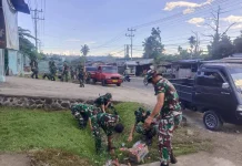 Prajurit Kodam XVIII/Kasuari Gelar Karya Bakti, Semarak Pesparawi Nasional XIV