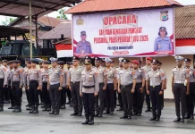 Kapolresta Manokwari Pimpin Upacara Laporan Kenaikan Pangkat Personil Polri