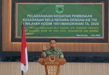 Kodim 1801 Manokwari Ajak Keluarga Besar TNI Perkokoh Semangat Nasionalisme