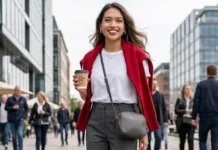Satu sentuhan merah yang bikin OOTD makin standout