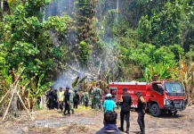 Babinsa Kodim 1801 Manokwari Berjibaku Padamkan Kebakaran diGunung Kapur Maripi