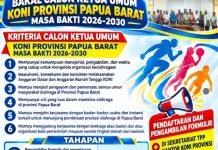 Pendaftaran Calon Ketua KONI Papua Barat 14 September Berakhir
