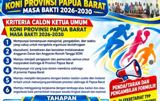 Pendaftaran Calon Ketua KONI Papua Barat 14 September Berakhir