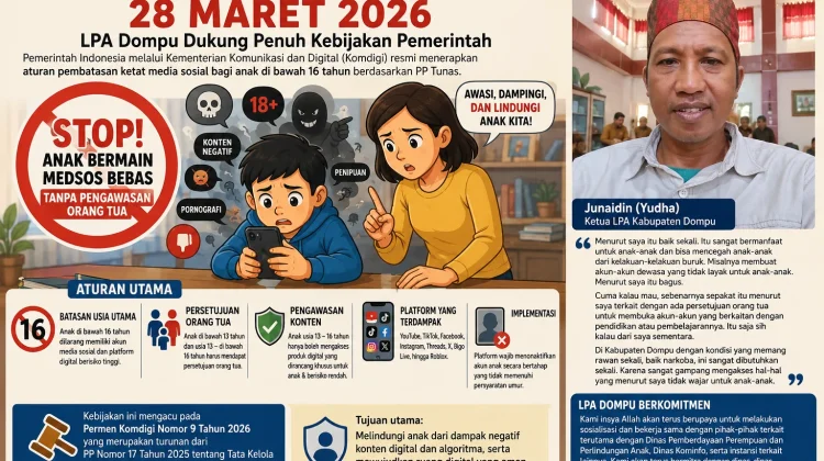 LPA Dompu Dukung Penuh Kebijakan Pembatasan Bermedsos Anak