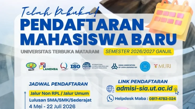 UT Mataram Buka Pendaftaran Mahasiswa Baru 2026, Kuliah Fleksibel Jadi Daya Tarik