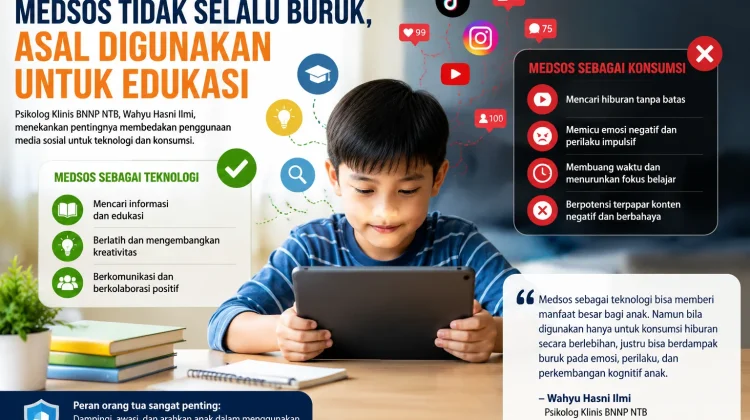 Medsos Edukasi atau Hiburan? Psikolog NTB Minta Orang Tua Lebih Bijak