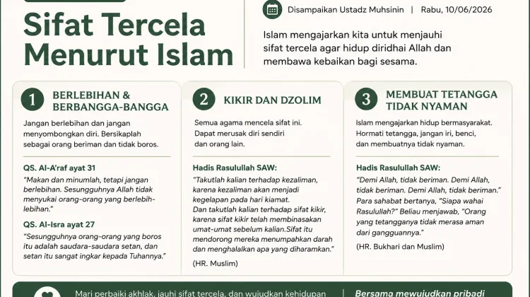 Hindari Sifat Berlebihan, Kikir, dan Menyakiti Tetangga