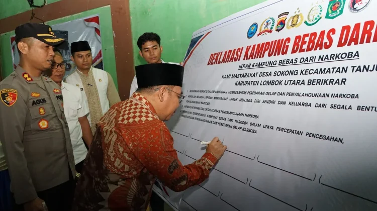 Pemkab dan Polres Lombok Utara Canangkan Desa Sokong Jadi Kampung Bebas Narkoba