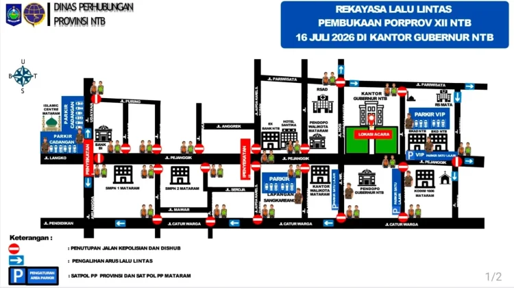 Parade Atlet PORPROV XII NTB, Jalan Pejanggik Ditutup sementara