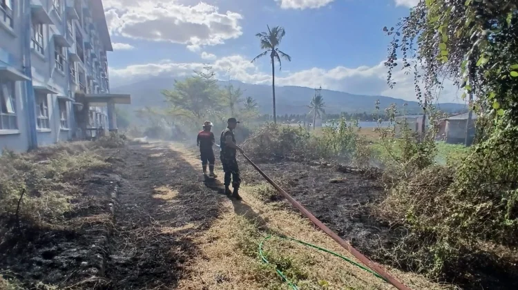 Damkarmat Lombok Timur Padamkan Kebakaran Lahan di Rusunawa Pringgabaya