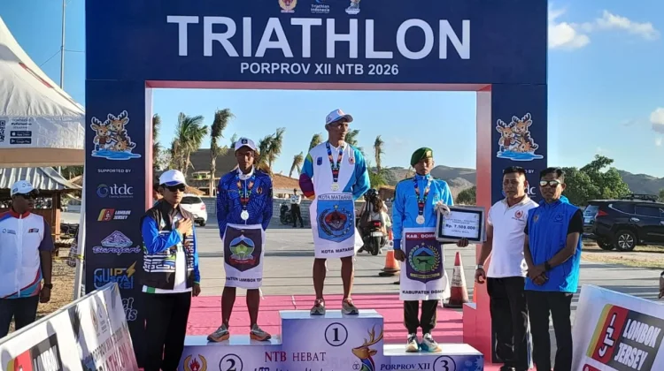 Sebanyak 3 Emas Disabet ASN Dikpora NTB pada Cabor Triatlon Porprov XII