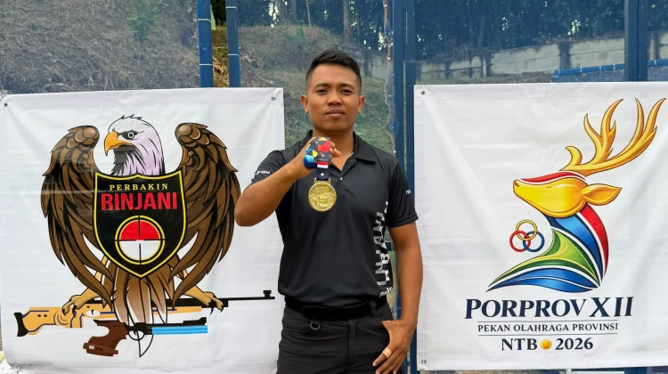 Brigadir Gede Sentana Raih Medali Emas Menembak di Porprov NTB XII 2026