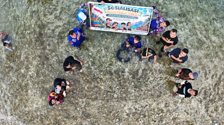 BKSDA NTB Tanam Karang dan Edukasi Pelajar dalam Road to HKAN di Pulau Moyo