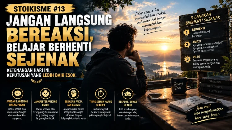 Stoikisme #13: Jangan Langsung Bereaksi, Belajar Berhenti Sejenak