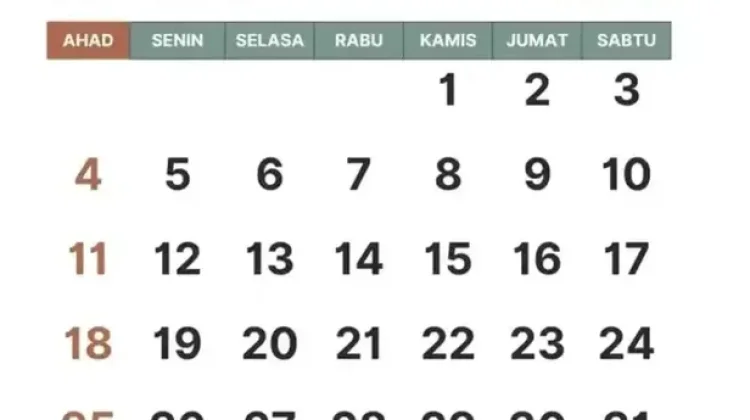 Oktober 2026 Tak ada Libur Nasional, Cek Tanggal Merah