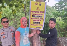 Polsek Langgudu Larang Warga Pasang Aliran Listrik di Area Pertanian