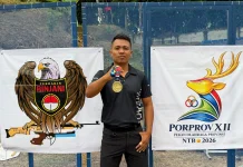 Brigadir Gede Sentana Raih Medali Emas Menembak di Porprov NTB XII 2026