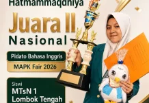 Siswi MTsN 1 Lombok Tengah, Raih Juara II Pidato Bahasa Inggris Nasional