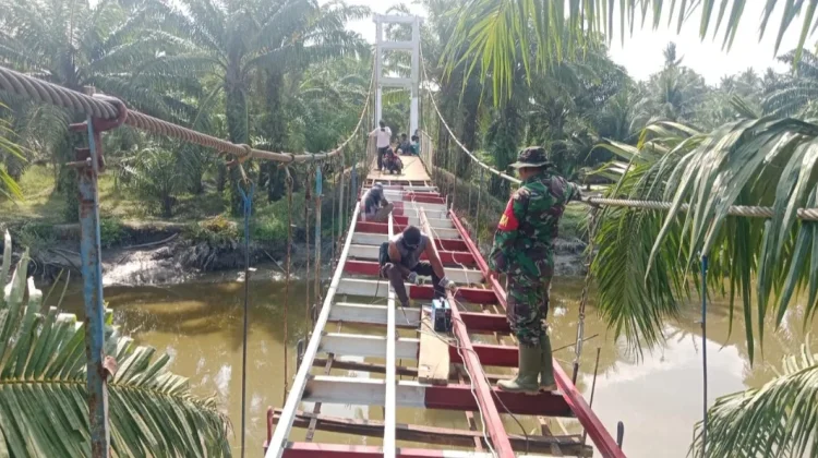 Kodim 0208/Asahan Rehab Jembatan Perintis di Mandarsah