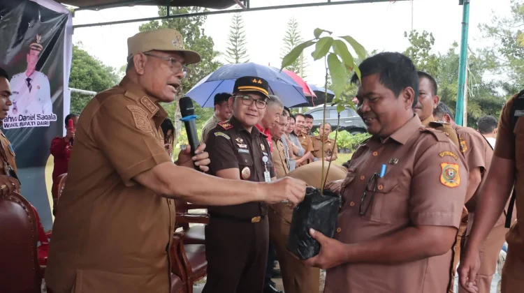 Deklarasi Satu Tahun Pemerintahan Vickner - Wahyu, Pemkab Dairi Bagikan Bibit Pohon