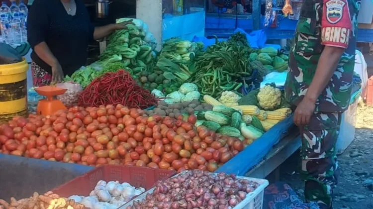Babinsa 03/Parongil Pantau Harga Sayur Mayur dan Sembako