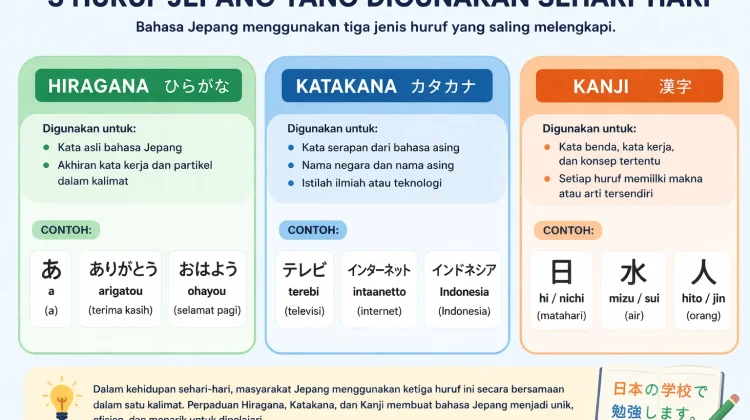 Mengenal Tiga Huruf Jepang yang Digunakan Sehari-hari