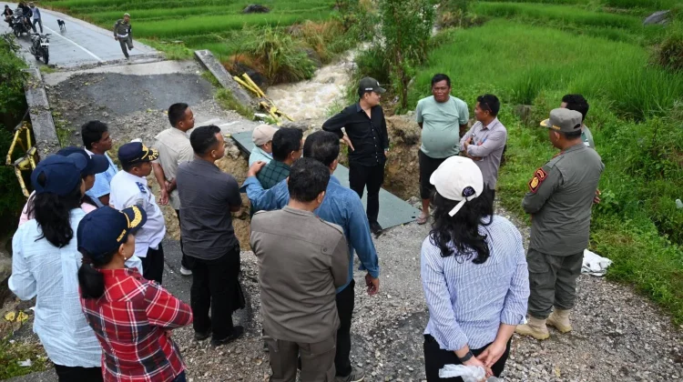Bupati Humbahas Tinjau Jembatan Rusak di Pakkat