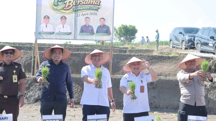 Pemkab Dairi Dan PT. Pupuk Indonesia Tanam Padi Bersama Di Desa Lumban Toruan
