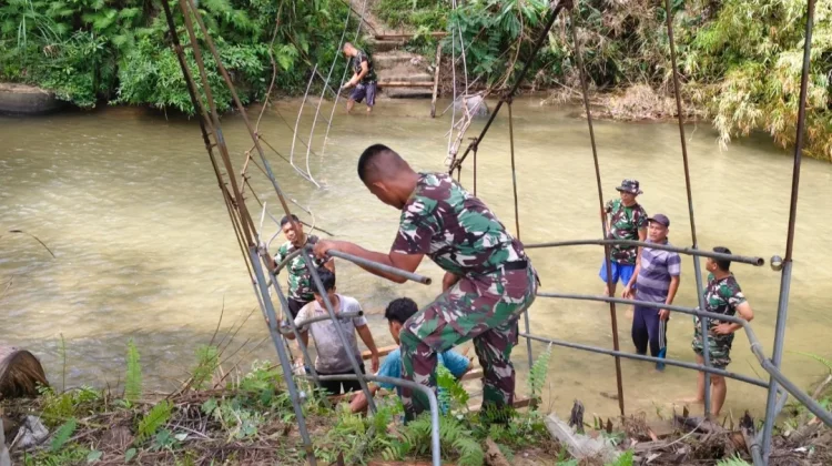 Kodim 0212/TS Rampungkan Jembatan Perintis Garuda di Padang Bolak Julu