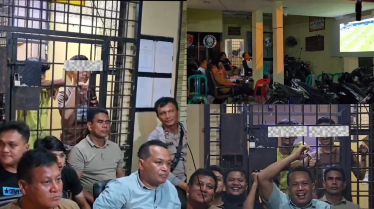 Polsek Medan Labuhan Gelar Nobar Piala Dunia Bersama Tahanan