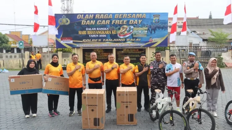 Polres Tanjungbalai Olahraga Bersama sambut HUT Bhayangkara