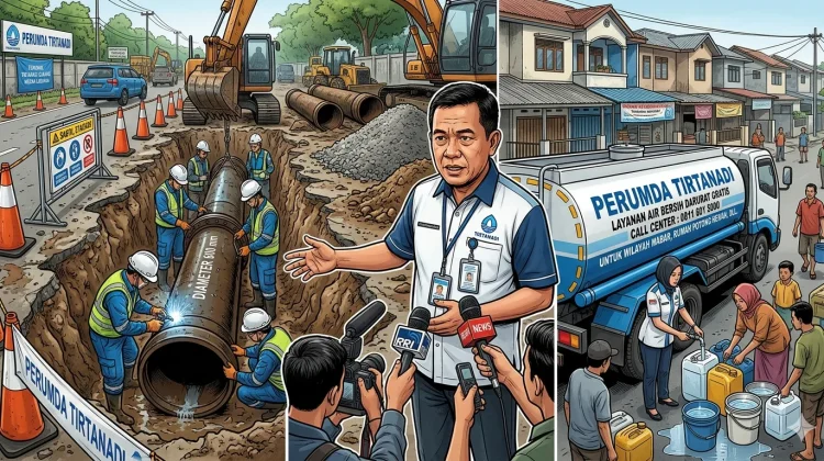 Pipa 600 MM Perumda Tirtanadi Diperbaiki, Air di Mabar Mati sementara