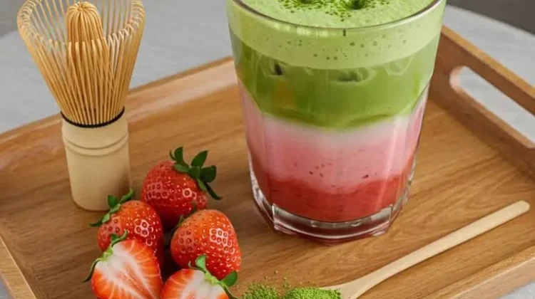 Resep Strawberry Matcha Latte ala Kafe