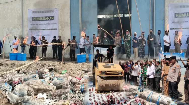 BC Teluk Nibung Musnahkan Barang Milik Negara, Dibakar dan Digilas
